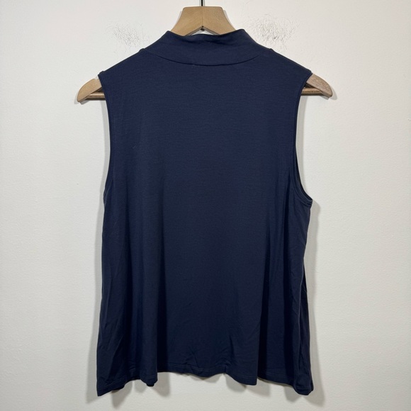 Eileen Fisher Fine Jersey Mock Neck Tank Blouse Top Womens Small Blue Minimalist - Picture 6 of 8